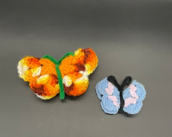 Vintage Refrigerator Magnets Crocheted Butterflies Handmade