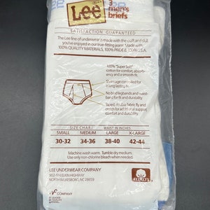 Vintage Mens Briefs Underwear Lee USA Three Pairs Size 34 Cotton White 1980s image 3