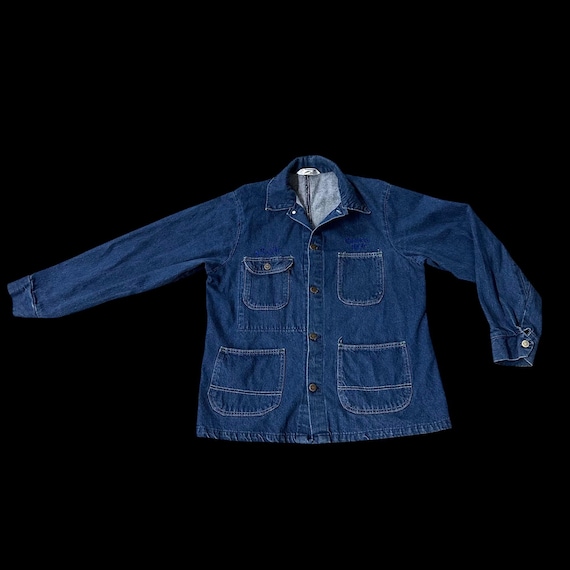 Vintage Key Imperial Blue Denim Workwear Jacket Hand Embroidered