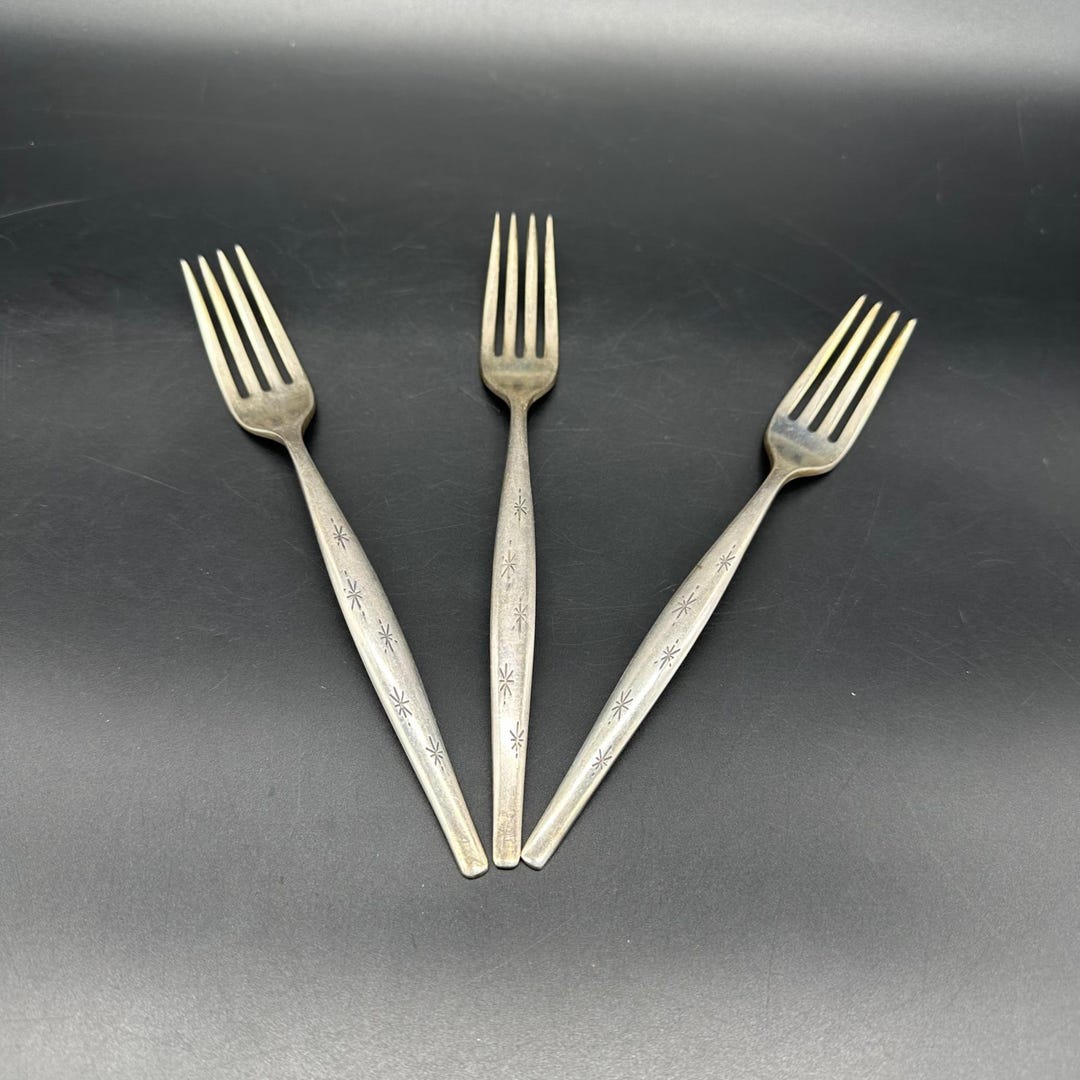 Vintage Gorham Sterling Silver Stardust Forks Mid Century Modern
