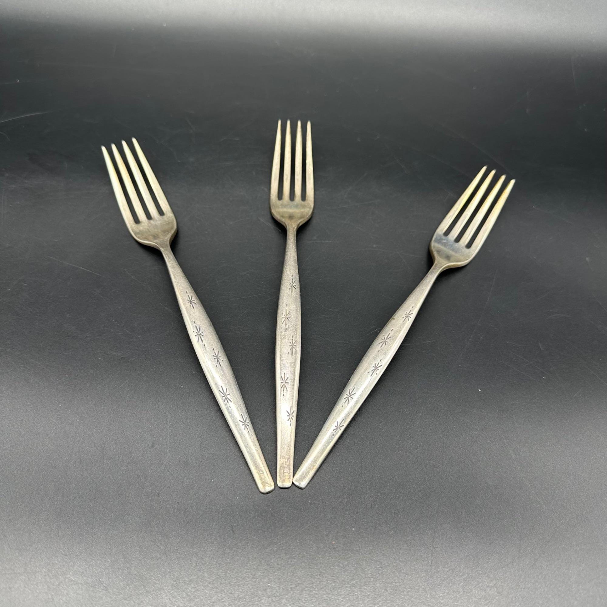 Vintage Gorham Sterling Silver Stardust Forks Mid Century Modern
