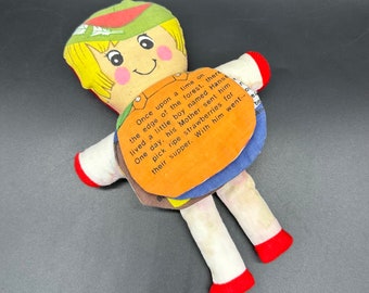 Vintage Hansel and Gretel Storybook Doll Flip Stuffed Plush Reading JSNY Bedtime