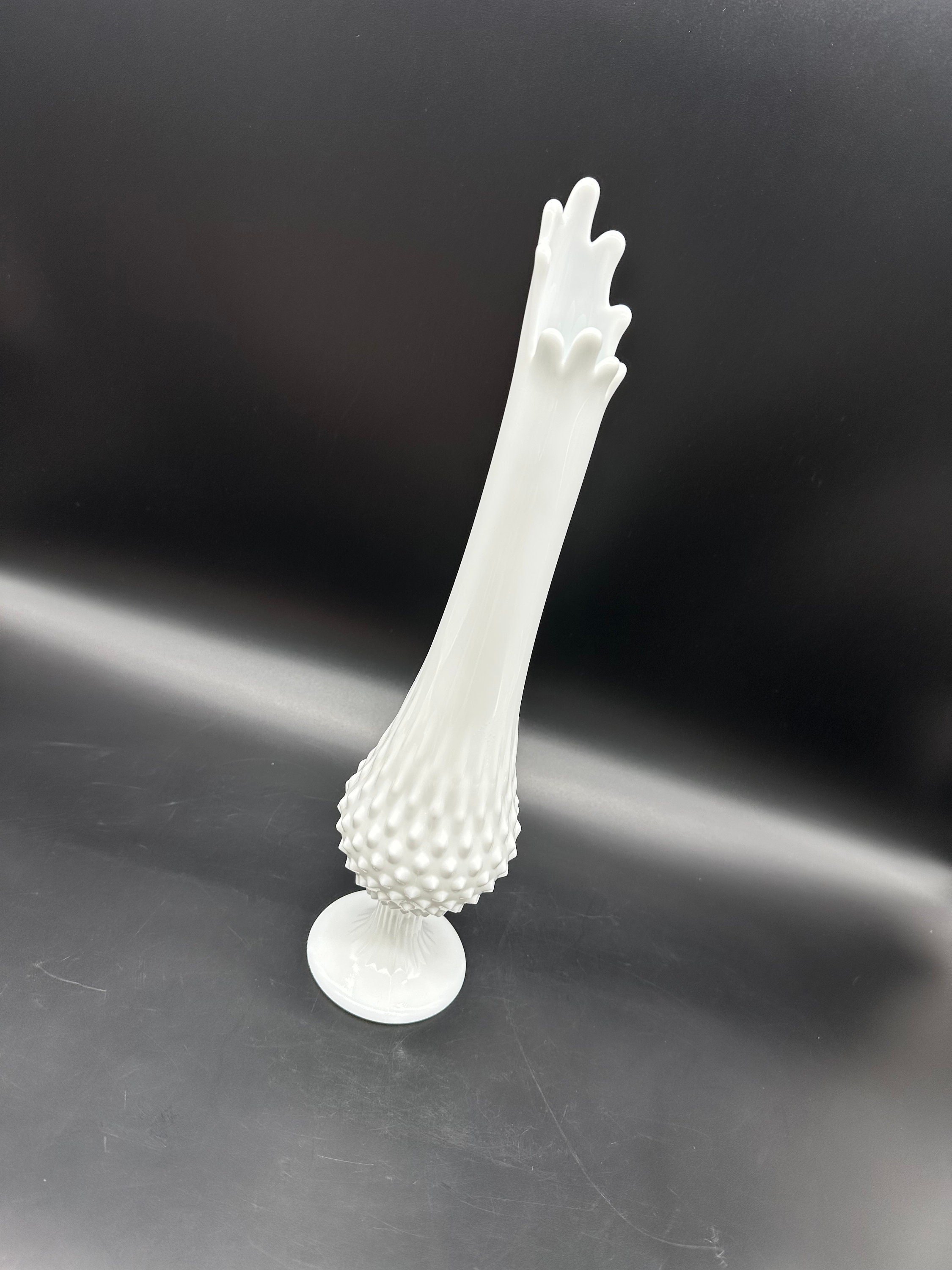 Vintage Swung Vase Fenton White Hobnail Milk Glass Stretch Footed Cottagecore