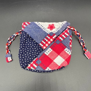 Vintage Cosmetics Sac Cordon de Serrage Fait à la main Patriotic Tissu Poches