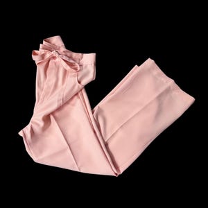 Vintage Peach Pants 1970s Womens Polyester Dress Slacks Retro Disco Fashion