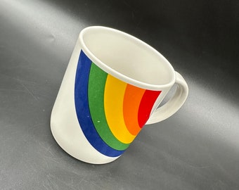 Vintage Coffee Mug Cup Rainbow 1987 FTD Made In Korea Ceramic Kitsch