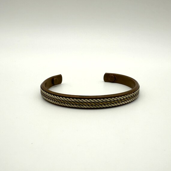 Bracelet Manchette Ethnique Ancien - Argent, Cuivre, Laiton Doré Tressé - XXème Siècle - Occasion