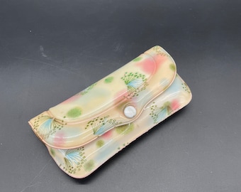 Vintage Glasses Case Floral Padded Puffy Snap Original Paper