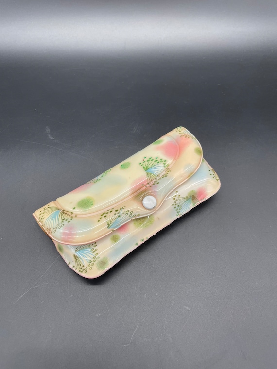 Vintage Glasses Case Floral Padded Puffy Snap Ori… - image 1