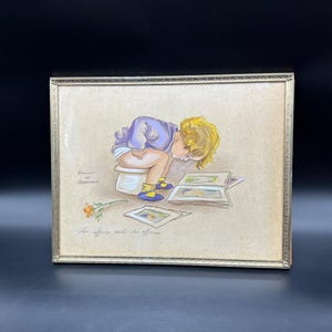 Vintage Wall Hanging Georges Redon Lithograph Les Affaires Sont Les Affaires Gold Frame Baby Nursery Decor