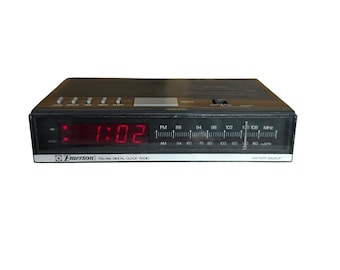 Vintage Clock 1980s Wood Grain Digital Hong Kong Emerson NO Sound NO Alarm Radio