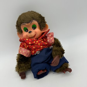 種類豊富な品揃え Vintage Monkey Toy Stuffed Animal Green Eyes JSNY 1970s その他
