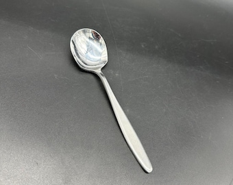 Cuchara para crema y sopa vintage Easterling de acero inoxidable, cubiertos japoneses de plata, estilo retro de los años 60