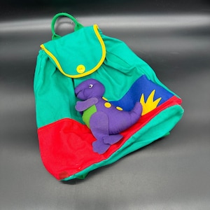 Vintage Kids Backpack 1990s Purple Dinosaur Kitschy Diaper Bag Green Canvas Y2K - Etsy Vintage Kids Backpack 1990s Purple Dinosaur Kitschy Diaper Bag Green Canvas Y2K - Etsy