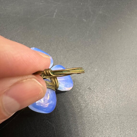Opalite Ring Copper Wire Flower Power Handmade Fl… - image 6