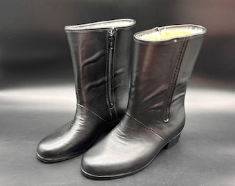 Vintage Black Boots Waterproof Sherpa Lined USA Size 6 Extra Wide Retro Winter