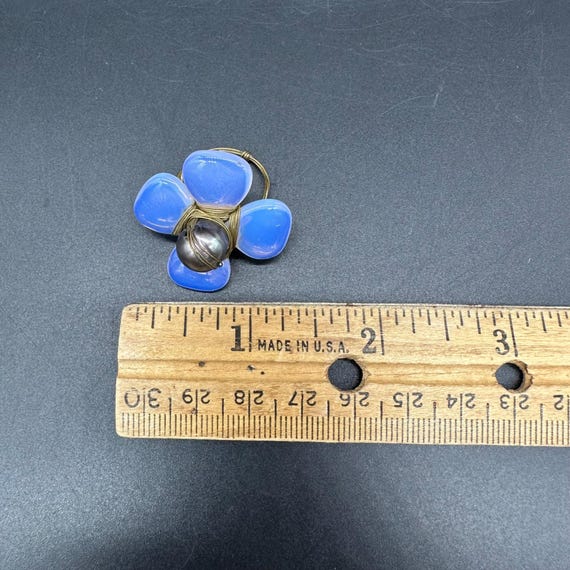 Opalite Ring Copper Wire Flower Power Handmade Fl… - image 8