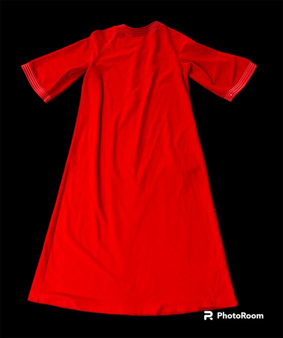 Vintage Robe Housecoat Duster Red Zipper Pockets … - image 2