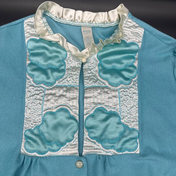 Vintage Housecoat Robe Duster Baby Blue Clouds 19… - image 4