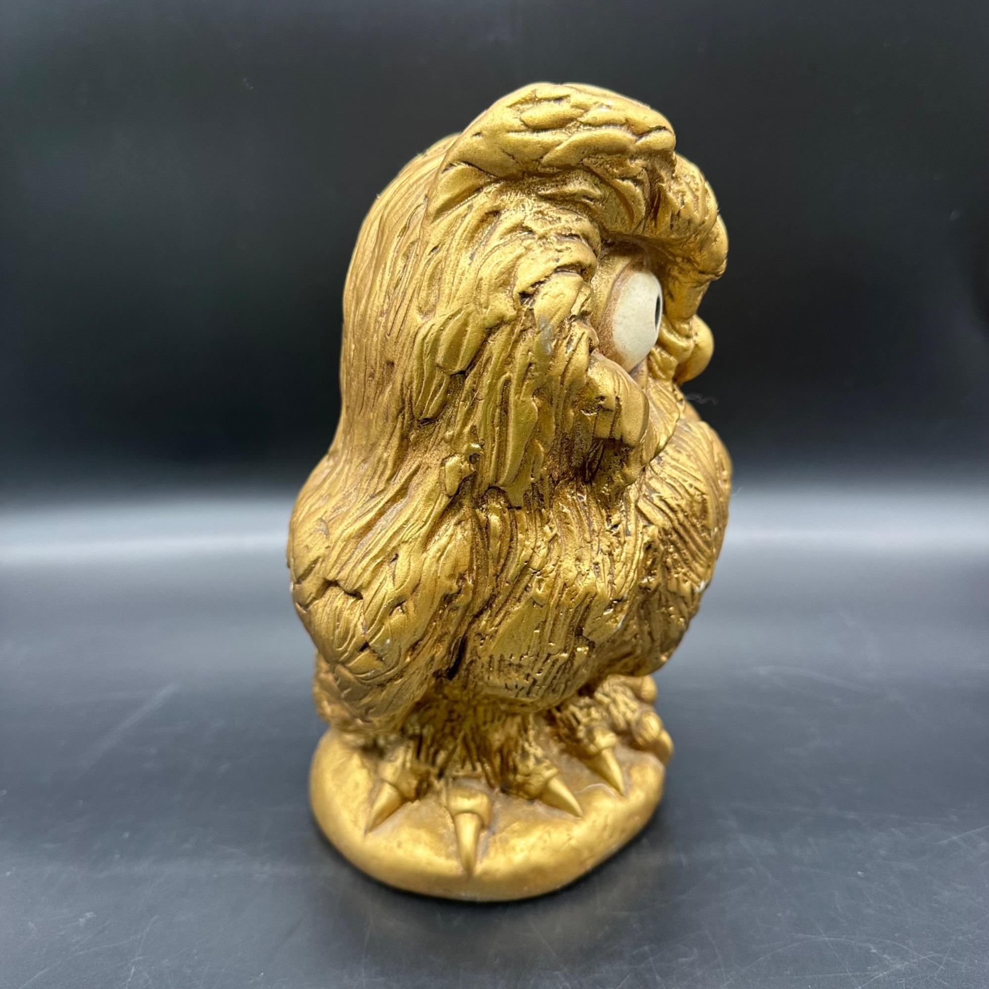 Vintage Owl Coin Bank Gold 1968 Universal Statuary Plastic Retro
