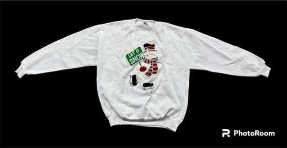 Vintage Christmas Sweatshirt XL Snowman Let it Sn… - image 3