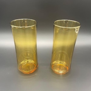 Vintage 1970s Libbey USA Amber Trinkgläser Ernte Gold Retro Küche