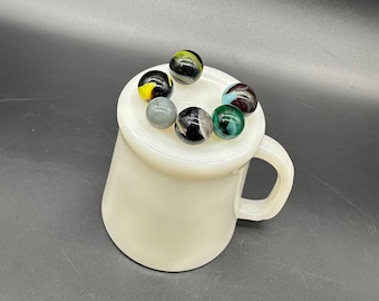 ヴィンテージ 24 mm 虹色透明ピンクイエローブルーガラスビー玉 4 個