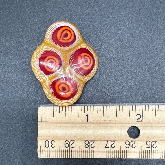 Art Glass Brooch Pin Orange Red Swirl Amoeba Abst… - image 9