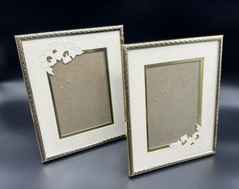 Vintage Picture Frames 1980s Gold Ornate Floral Matte Stand Up Easel Photos
