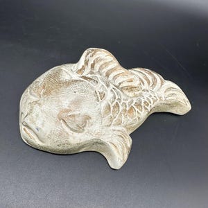 Vintage Fish Wall Hanging Bathroom Decor White Gold Kitsch Mid Century Retro