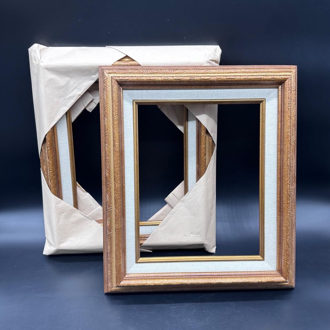 Vintage Ornate Gold Linen Picture Frames 80s Mexico Set of 2 Original ...