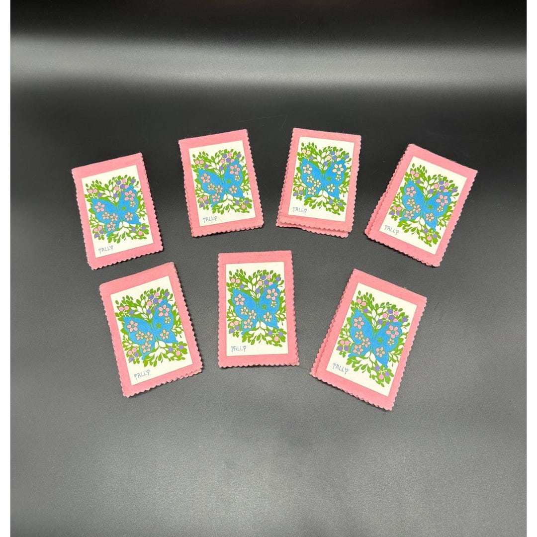 Vintage Card Tally Books Bridge Two Table Progressive Groovy Pink Felt ...