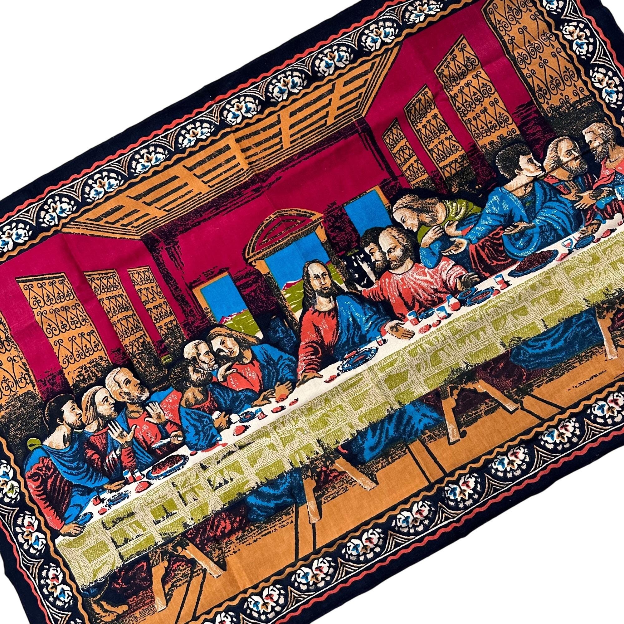 Vintage Last Supper Jesus Tapestry Wall Hanging Retro Religious Cotton ...