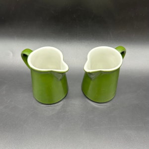 Vintage Individual Creamers Shenango China USA Restaurant Green Mini Pitchers