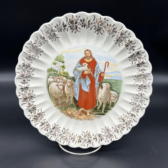 Vintage Plate Sanders Mfg Co USA Good Shepherd 1st Edition Jesus