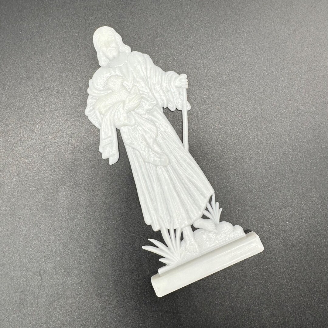 Vintage Jesus Shepherd Lamb of God Cake Topper White Plastic Hollywood