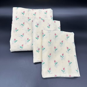 Vintage Full Flat Sheet Two Pillowcases Lady Pepperell USA Floral 1980s Cottage