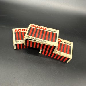Vintage Paper Clips ACCO USA Monarch Silverette Gem Office Desk Decor Retro Lot of 3