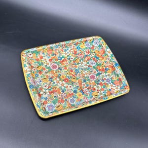 Vintage Floral Tray Wildflower Decorative Vanity Serving Metal Daher England Flowers
