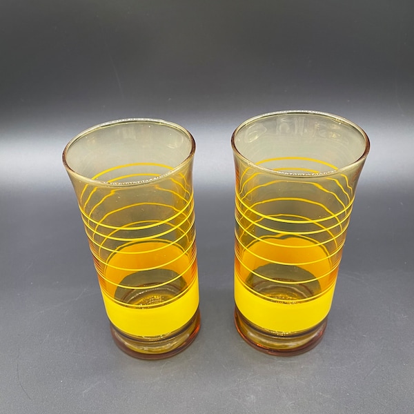 Vintage Yellow Drinking Glasses Etsy