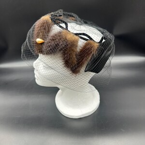 VTG Mink Fur Mesh Veil Fascinator Hat Mink Hat With Veil - Etsy main image 2