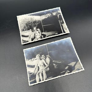Vintage 1950s Photos Black And White Swimming Suit Couples Retro Pin Up Cabana