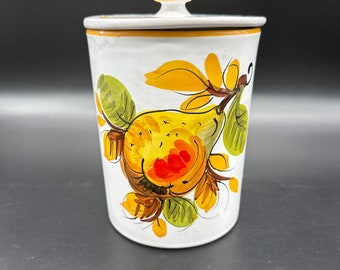 Vintage Italian Canister Kitchen Pottery Signed Doni Made In Italy Pears