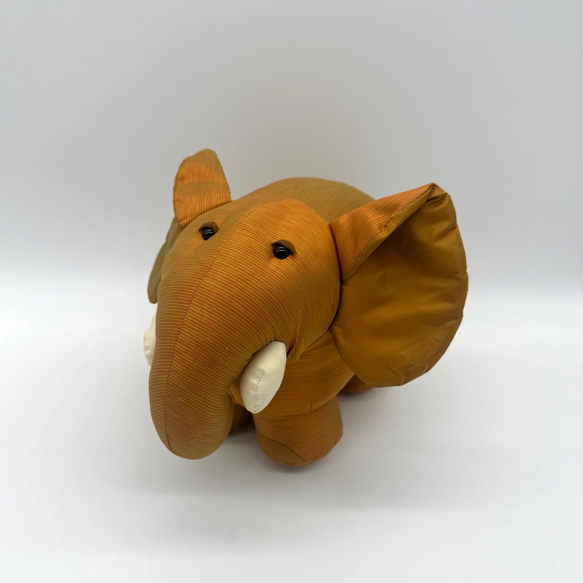 Vintage Elephant Stuffed Animal Jim Thompson Silk Orange Plush