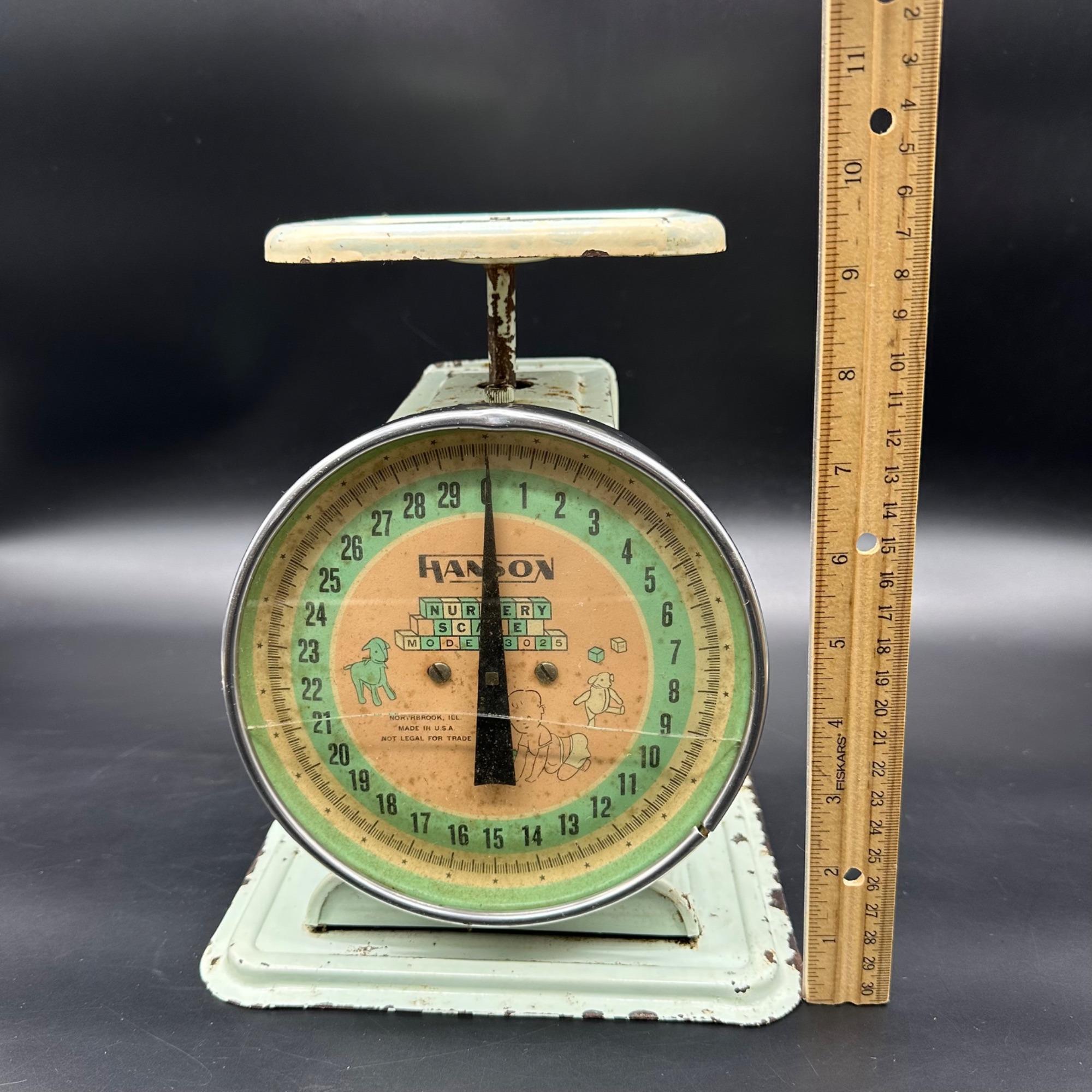 Vintage Hanson Baby Scale Mid Century Nursery Decor 50s Metal