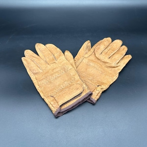 Vintage Ladies Brown Leather Driving Gloves Size Medium Retro Fashion Accessory