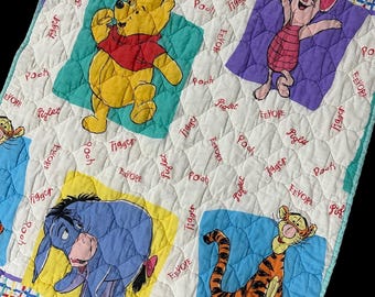 Vintage Disney 1995 Winnie The Pooh Friends Baby Crib Quilt Blanket Comforter Y2K