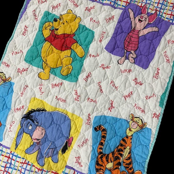 Vintage Disney 1995 Winnie the Pooh Friends Baby Crib Quilt