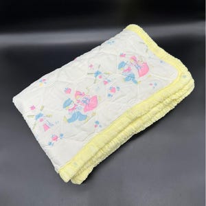 Vintage Baby Blanket Crib Toddler Bedding Dutch Yellow Pink 1950s Kitschy Nursery Decor