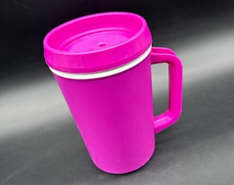 Vintage Thermobecher Becher Deckel Pink 1980er Jahre Plastik Aladdin USA Retro Reisen